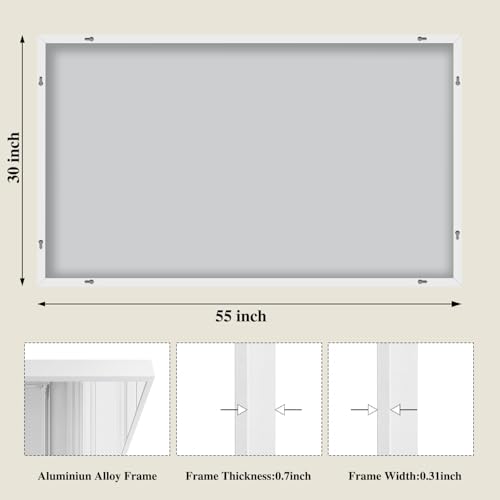 Image of Koonmi White Rectangle Wall Mirror, 30x55 Inch Bathroom Mirror, Aluminum Frame Vanity Mirror for Entryway, Living Room, Bedroom Bathroom, Hangs Horizontally or Vertically