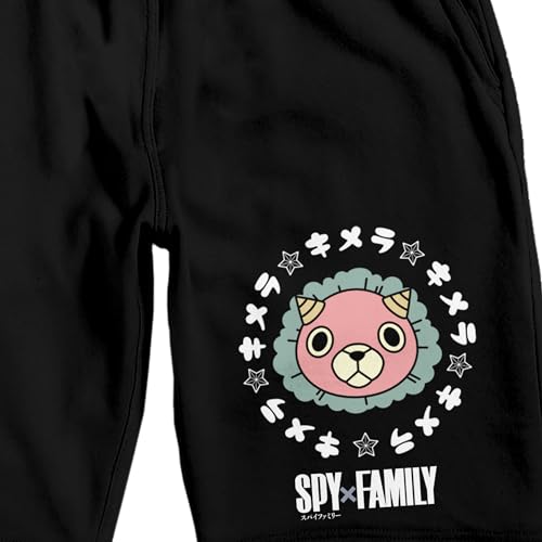 Spy x Family Chimera Face with Kanji Logo Men's Black Graphic Sleep Shorts2