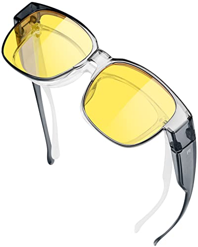 BIRCEN Night Vision Glasses for Driving - Fit Over Glasses Anti Glare Wear Over Glasses for Men and Women2