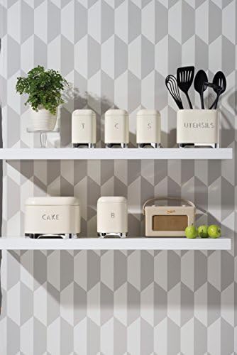 KitchenCraft Lovello Bread Bin, Cream Bread Bin, Retro Style, 42 x 22 cm (16.5" x 8.5"), Vanilla Cream