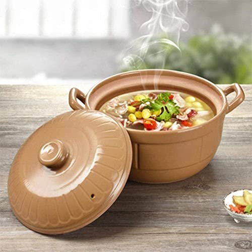 Cacerola de terracota, olla de arcilla para cocinar olla de terracota, cazuela de cerámica, olla de cerámica - Protección contra el calor de cocción a altas temperaturas (capacidad de 3 l)