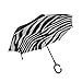 Parapluie réversible inversé à Double Couche Compact Zebra Stripe Zebra Animal Skin Umbrella Pliant Travel Parapluie Pliant Compact Windproof Protection UV pour la Pluie avec poignée en Forme de C