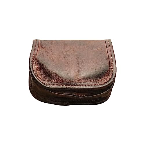 Leather Bi-Fold Coin Purse for Men - Push Button Closure, Cowhide Leather (Coffee color)
