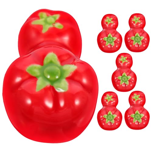 NUOBESTY Organizador de Cubiertos de Cocina 6 Soportes de Cerámica en Rojo, Diseño Tomate, Porta Utensilios para Uso Diario en Comedor y Cocina