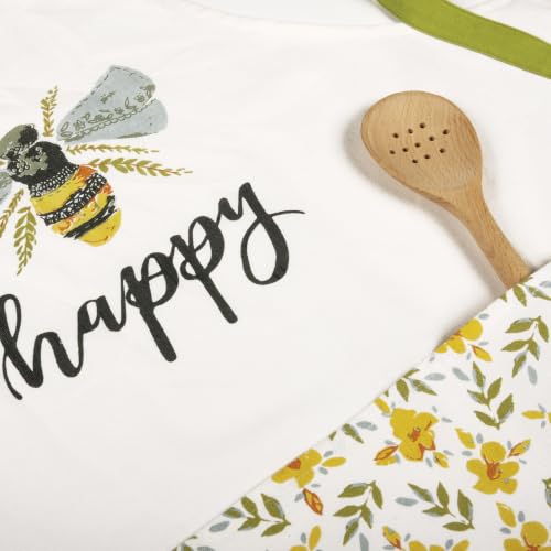 Tablier Happy Bee Primitives by Kathy blanc idée cadeau maison originale - 6