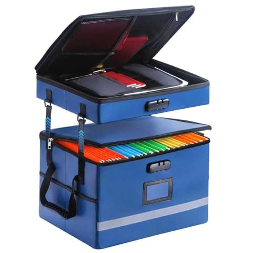 EXLIFBAG Fireproof File Organizer with Lock, 2 Layer