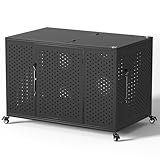 REXWELTEN 48 Inch Heavy Duty Dog Crate for High Anxiety Dogs with Self-Locking Latch, Escape-Proof Steel Kennel Indoor for Extra Large Dogs, 3-Door Pet Cage with Wheels and Removable Floor, XXL