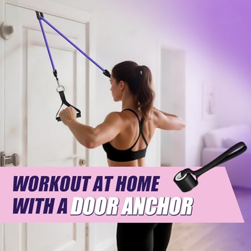 Image of WHATAFIT Resistance Bands, Exercise Bands, Workout Bands with Handles, Door Anchor and Ankle Straps, 5 Resistance Levels Fitness Bands for Strength Training, Physical Therapy, and Home Gym Equipment