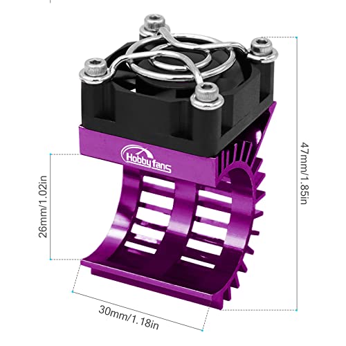 Hobby Fans Rc Motor Heat Sink With 5V Cooling Fan Fit 370 380 390 2838 2858 2845 Size Brushless Motor Engine Motor Heatsink For 1/14 1/16 1/18 Rc Car Truck Buggy Crawler (Purple) #TOP1