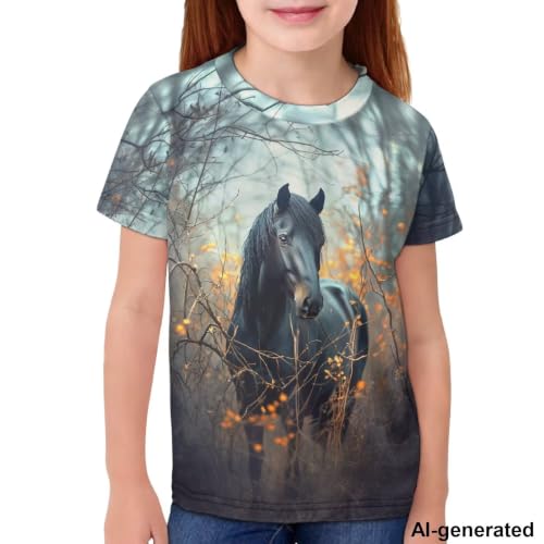 Image of Novelty 3D Graphic T Shirts for Kids Crew Neck Funny Animal Print Short Sleeve Girls Tshirts 3-16 Years