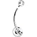 Body Candy Women's Stainless Steel Clear Accent Internally Threaded Belly Body Piercing Ring 1/2", White, One Size