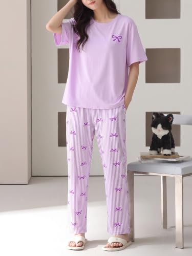 Image of Louis Luxe Cotton Blend Womens Korean Night Dress || Full Pyjama Set || Korean Nightsuit || Women Nightwear ||Round Neck Full Sleeve Nightsuit || Loungewear || Everyday Nightdress (ND-09)