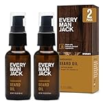 Every Man Jack Mens Beard Oil - Subtle Sandalwood Fragrance - Deeply Moisturizes and Softens Your Beard and Adds a Natural Shine - Naturally Derived with Shea Butter and Argan Oil - 1 fl oz (2 Pack)