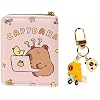 Small Cute Pink Capybara Wallet for Women,Short PU Leather Zipper Cute Coin Purse,Animal Print Money Organizer with Zipper Pocket,Lightweight Coin Purse,Ideal Accessory&Birthday Christmas Gifts,2Pce