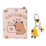 Small Cute Pink Capybara Wallet for Women,Short PU Leather Zipper Cute Coin Purse,Animal Print Money Organizer with Zipper Pocket,Lightweight Coin Purse,Ideal Accessory&Birthday Christmas Gifts,2Pce