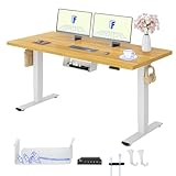 FlexiSpot Höhenverstellbarer Schreibtisch mit 2 Motoren & 25MM einteiliger Tischplatte,ergonomischer Bürotisch - 160 x 80 cm Ahorn, weißes Gestell