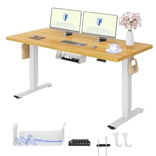 FLEXISPOT Bureau Assis Debout avec 2 Moteurs, 160x80 Une Pièce, 100kg Charge, Bureau Debout Réglable en Hauteur Électrique, Panneau de Contrôle à Fonctions Mémoires(Blanc+ Érable)