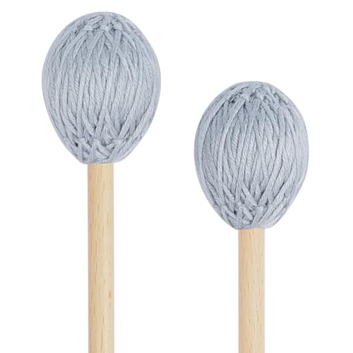 VANPHY Marimba Mallets (2-Pack) Yarn Heads with Beech Wood Handle Keyboard Percussion Accessories for Xylophone Glockenspiel Vibraphone Ideal for Beginners Students and Music Lovers Grey