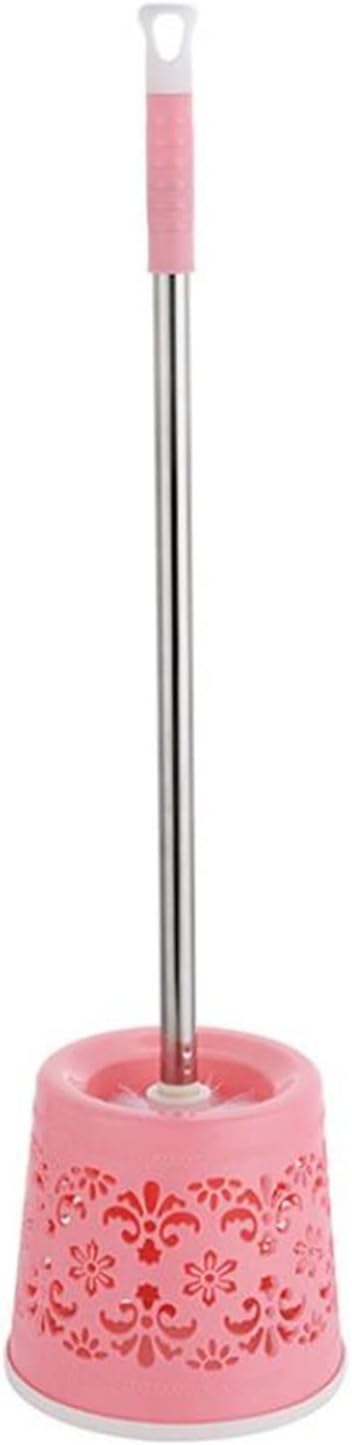 European Style 4 Color Toilet Brush Set Plastic Stainless Steel Household Toilet Cleaning Brush with Seat Toilet Brush Toilet Brush Holder(SMT326-Red)