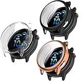 Confezione da 3 custodie compatibili con Garmin Vivoactive 6 con pellicola protettiva, in poliuretano termoplastico flessibile, antiurto, antigraffio, per Garmin Vivoactive 6 (trasparente/oro rosa