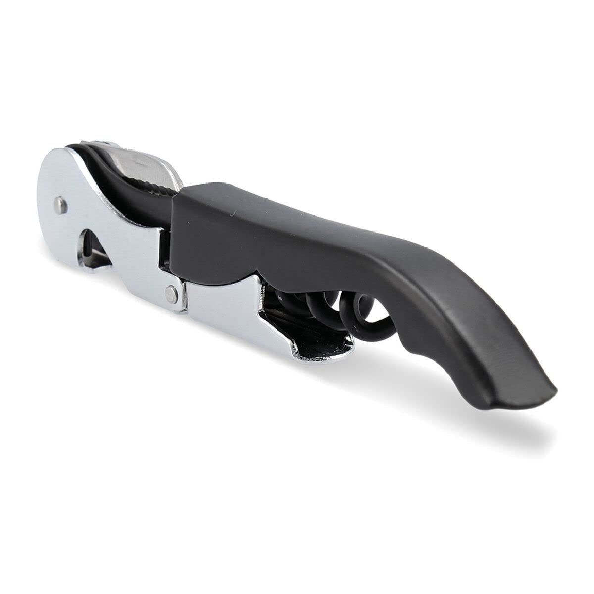 TM ELECTRON hocu007 Waiter's Corkscrew with Double Hinge, Blade, Bottle Opener and tirabuzón, Black