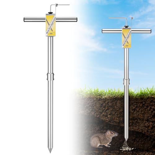Gopher & Mole Bait Applicator Stainless Steel Gopher/Mole/Vole Killer Durable and Removable Gardening Pest Control Tool for Yard Upgraded Non-Clogging Bait Outlet(Not Include Bait)