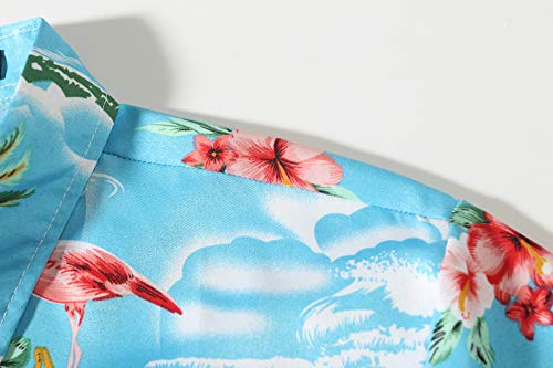 SSLR Mens Hawaiian Shirt Flamingos Casual Short Sleeve Button Down Shirts Aloha Shirt - Image 5