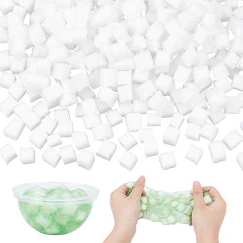 NBEADS 1000Pcs Jelly Cubes for Accessories, 0.5x0.5 Inch Craft Sponge Balls DIY Art Crafts Birthday Party Favors for Gift Box Filler Cube Wedding Holiday Crafts Making, White