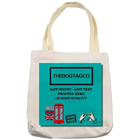 PERSONALISED CANVAS Tote Cotton Bag CUSTOM Text Photo Logo Print Any Occasion Birthday, Wedding, Shopping, Bag for life (1 SIDED ONLY) Cover
