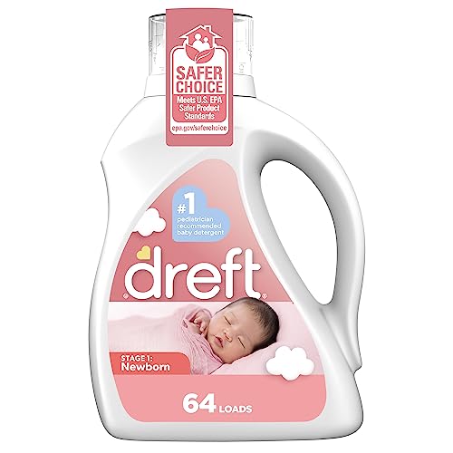 Dreft Stage 1: Newborn Hypoallergenic Liquid Baby Laundry Detergent (HE), Natural for Baby, Newborn, or Infant, 92 Oz (64 loads), Packaging may vary