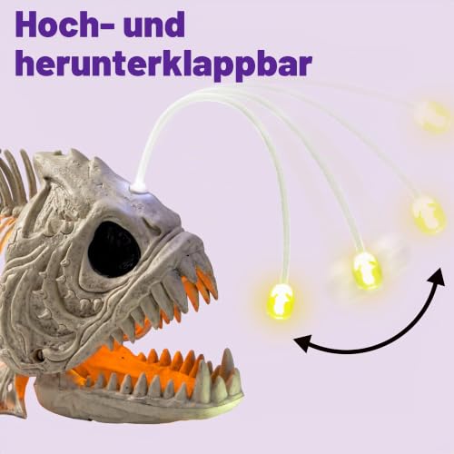JOYIN 25,9 cm Skelettfisch Mit LED-Auge für Halloween-Dekoration, Friedhofsdekorationen, Gruselszene Drinnen/Draußen – Ansicht 2