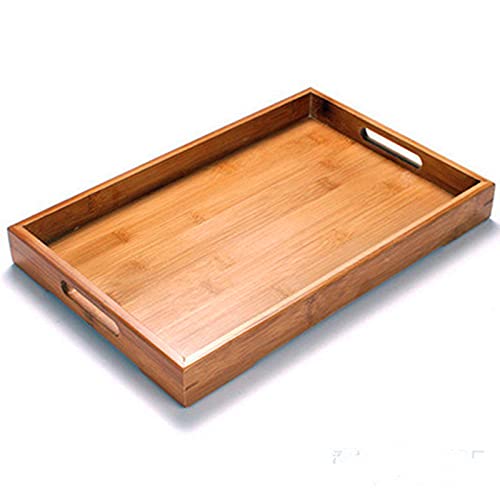 Wooden Tray Tray Bamboo Tray Wooden Tray Household Tea Tray Serving Tray (Color : Natural, Size : 33x22x3cm)
