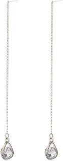 Earrings for Women Mom Fashion Lady Rhinestone Inlaid Water Drop Dangle Long Ear Line Threader Earrings Statement Jewelry
