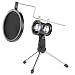 Neewer Foldable Desktop Microphone Tripod Stand with Shock Mount Mic Holder and Double-Net Pop Filter for Podcasts, Internet Chat, Meetings, Lectures, and More