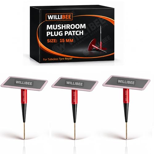 Image of WILLIBEE Mushroom Puncture Kit for Tubeless Tyre | Mushroom Puncher Kit for Bike & Car | Tire Puncher Repair Patches (15 MM, 3 Pcs)