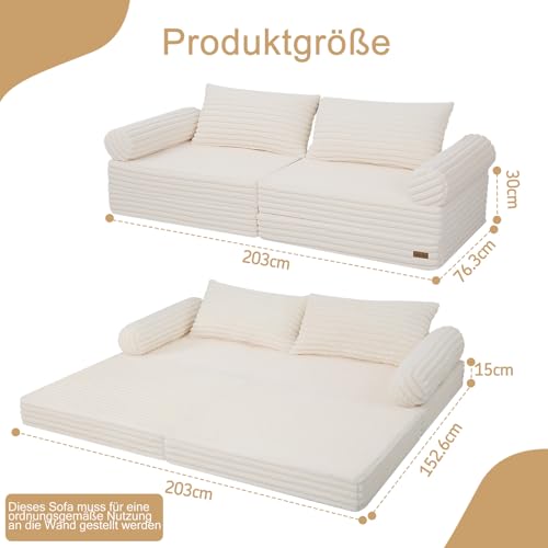 Sofá para sala de estar MeMoreCool 3 en 1 modular funcional beige 3