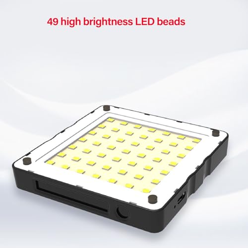 Image of Small LED Video Light Panel, 49 Beads High Brightness 6500K | Touch Control | 4 Magnetic Color Filters | Portable Design for Vlogging, Photography