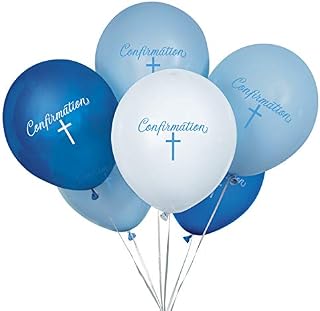 Unique Party 74802 Blue Confirmation Latex Balloons White | 12" | 8 Pcs
