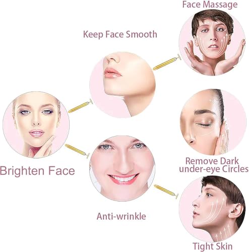 Image of 24k Gold Electric Face Massager,Korean Skincare V-Shape 3d Facial Roller Enegy Beauty Massage for Anti Aging,Glowing Skin,Face Slimming,Eye,Nose for Men /Women