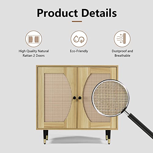 Catrimown Sideboard Storage Cabinet With Handmade Natural Rattan Doors, Modern Rattan Buffet Cabinet, Liquor Cabinet, Dining Room, Hallway, Cupboard Console Table, Accent Cabinet, Natural #TOP4