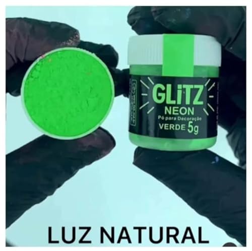 Corante Pó Glitz Neon Verde Brilha Na Luz Negra
