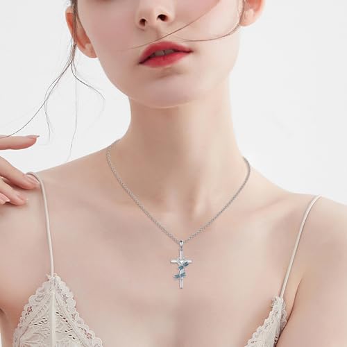 ONEFINITY Cross Necklace Sterling Silver Cross Pendant Necklace Religious Gifts for Women Men2