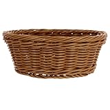 TOYANDONA Cesta de Almacenamiento Redonda Tejida Mano para Pan y Frutas Contenedor Multifuncional para Cocina y Hogar Material PP Imitación Rattan Resistente y Práctica