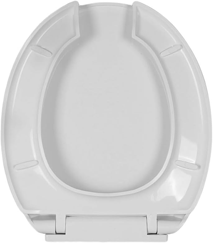 Round Plastic Toilet Seat Open Front with Cover Soft Close Toilet Seat, White, Round, Quick Release Hinges, 35.5 * 40Cm