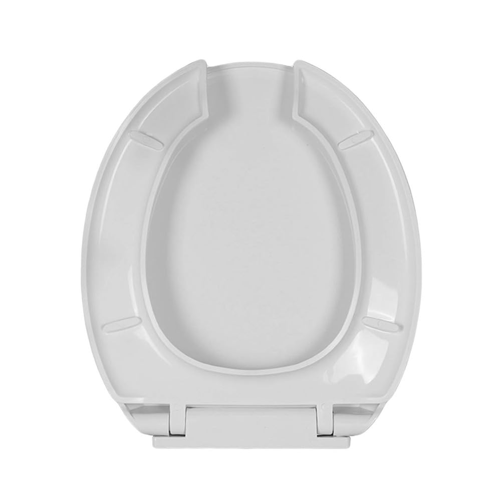 Giural Round Plastic Toilet Seat Open Front with Cover Soft Close Toilet Seat, White, Round, Quick Release Hinges, 35.5 * 40Cm