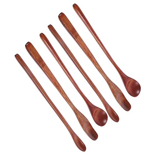 Garneck 6Pcs Wooden Coffee Stirrers Beverage Mixing Spoons for Coffee Tea Honey and More Ergonomic Design for Comfortable Use for Home