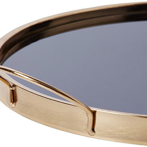 Amazon Brand – Rivet Contemporary Decorative Round Metal Serving Tray With Handles, 17.5-Inch, Black And Gold #TOP2