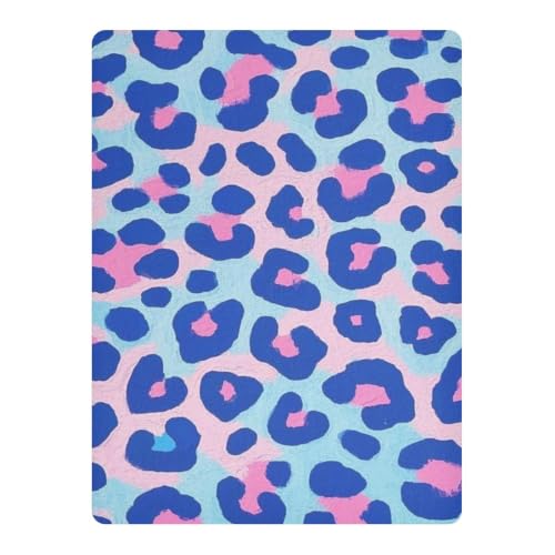 Housse de matelas imperméable lit bébé 132x71 cm bleu léopard