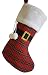 Santa Belt Christmas Stocking- Plaid - 1 pc
