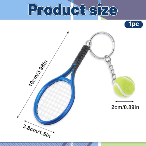Bruislard Porte-clés, nouveauté raquette de tennis porte-clés, porte-clés sportif créatif, pendentif balle de tennis porte-clés pour les amateurs de sport cadeau (or), bleu, S – vue 2